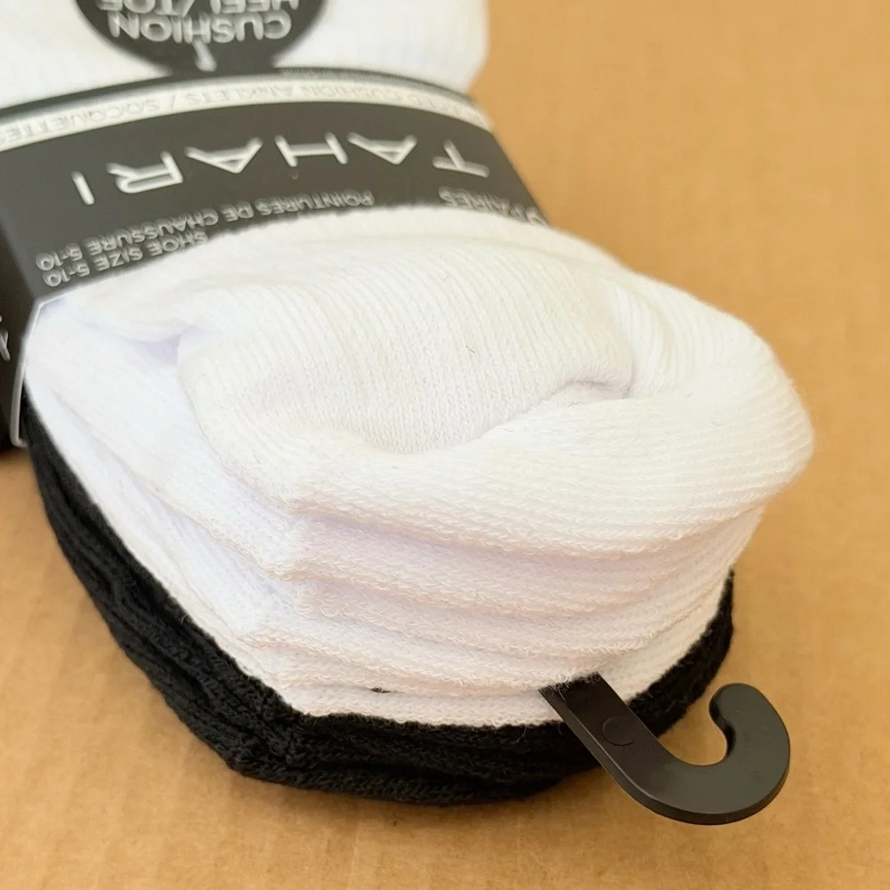 Tahari Cushioned Sole Anklet Socks 5 Pairs Women’s Size 5-10 White/Black